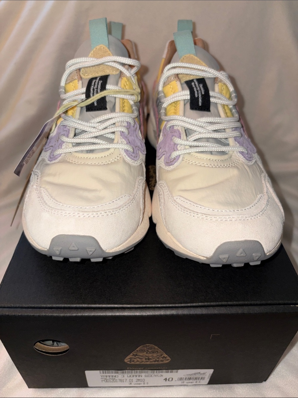 NWT Flower Mountain YAMANO 3 WOMAN Suede and technical fabric sneakers BeigeGrey - Picture 7 of 15